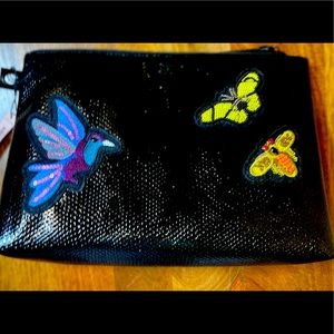 VICTORIA'S SECRET Butterfly Bee Cosmetic Pouch Black Snake  NWT final